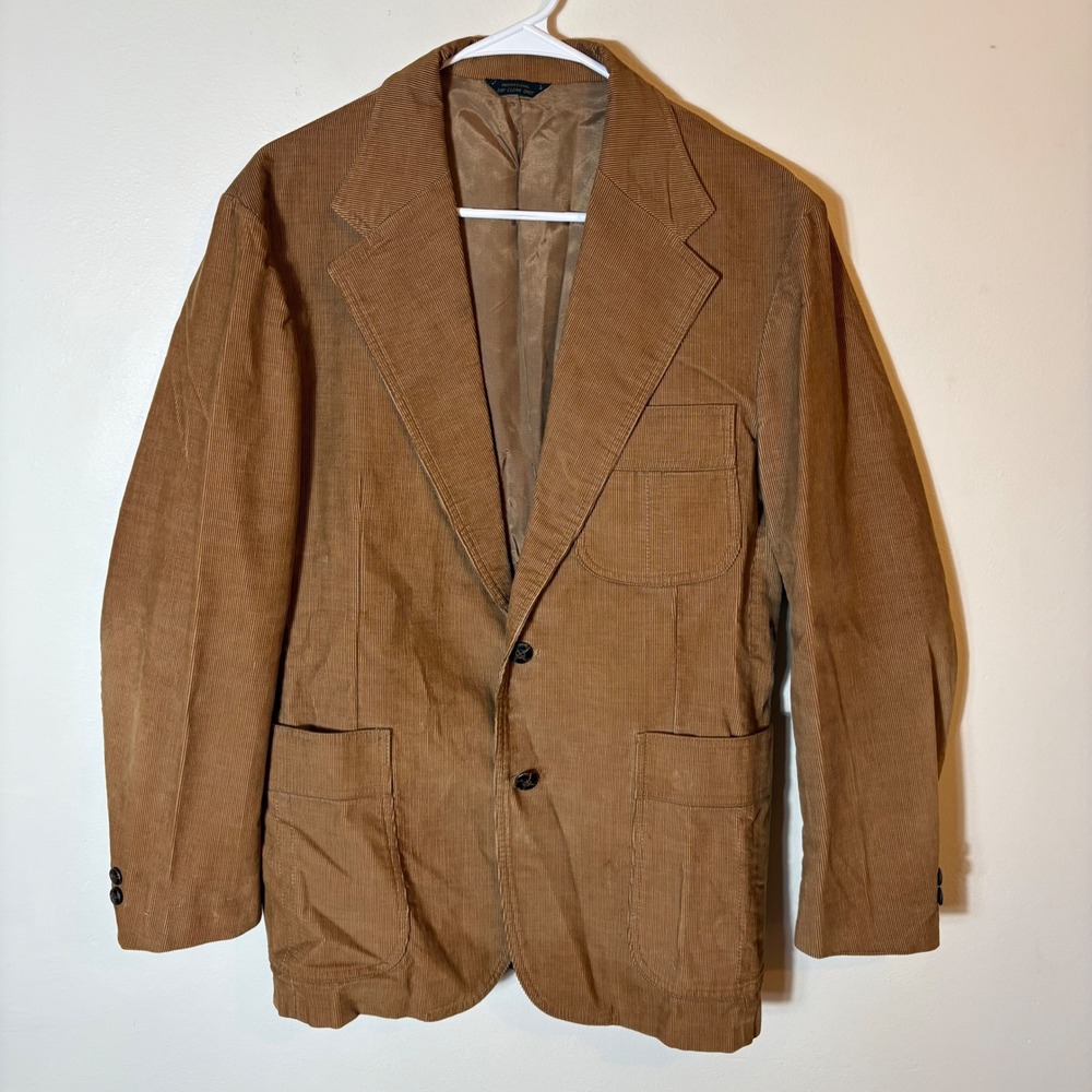 Vintage Levis Panatela Corduroy Sport Coat Blazer‎ Mens Size 42R Brown Tan
